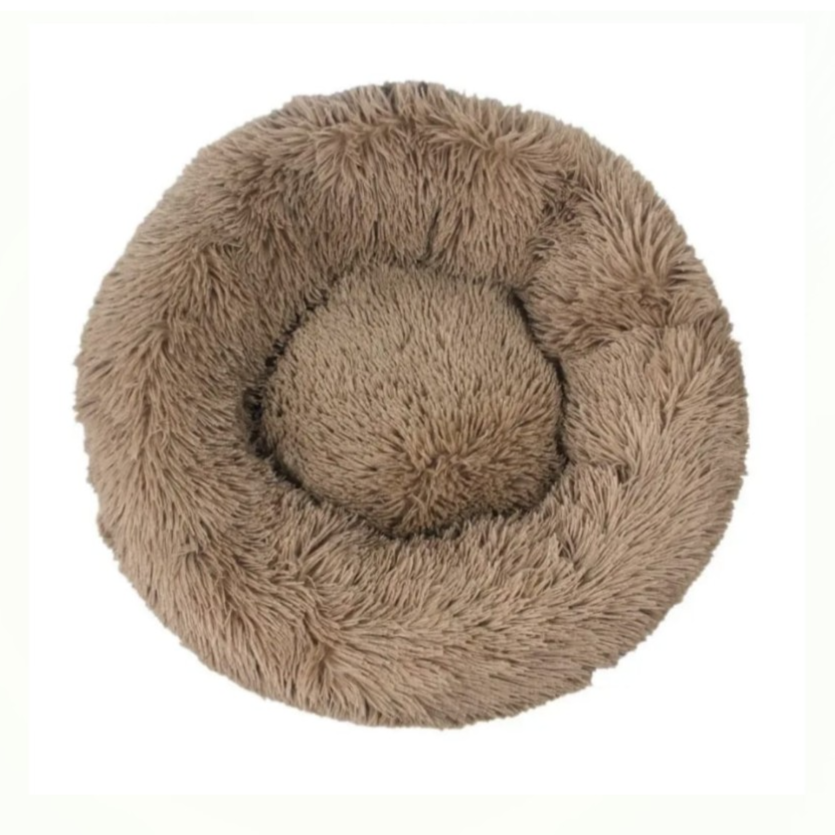 Calming Dog Bed Soft Round Pet Bed Soft Cat Cushion Mat Comfy Sleeping Nest Small Medium Pets Cats and Dog Brown (Medium)
