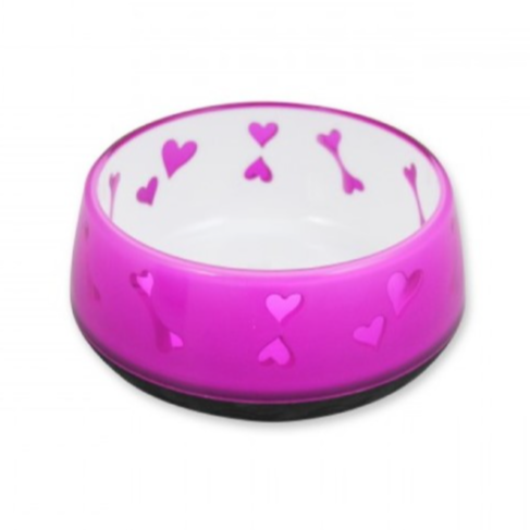 Dog and Cat Love Bowl with Heart Design - Pink / S