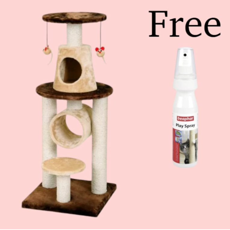 Bonalti cat play tower - brown, beige wit Free Cat play spray