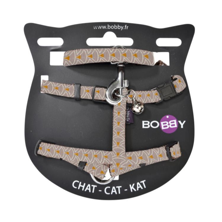 Geisha Cat Harness and Lead, Taupe