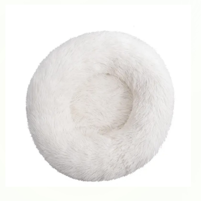 Calming Dog Bed Soft Round Pet Bed Soft Cat Cushion Mat Comfy Sleeping Nest Small Medium Pets Cats And Dog White (Medium)