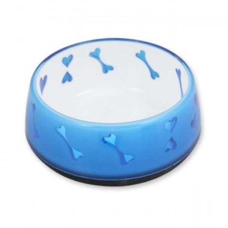 Dog and Cat Love Bowl with Heart Design - Blue / S