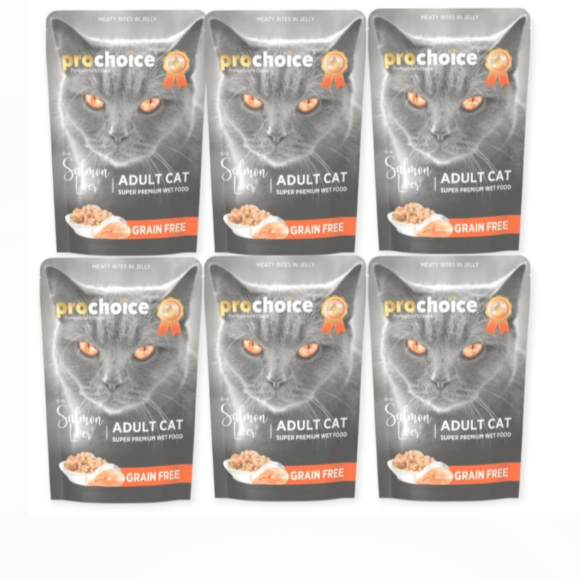 Prochoice Salmon and Liver Chunks in Jelly 85G (6Pouches)