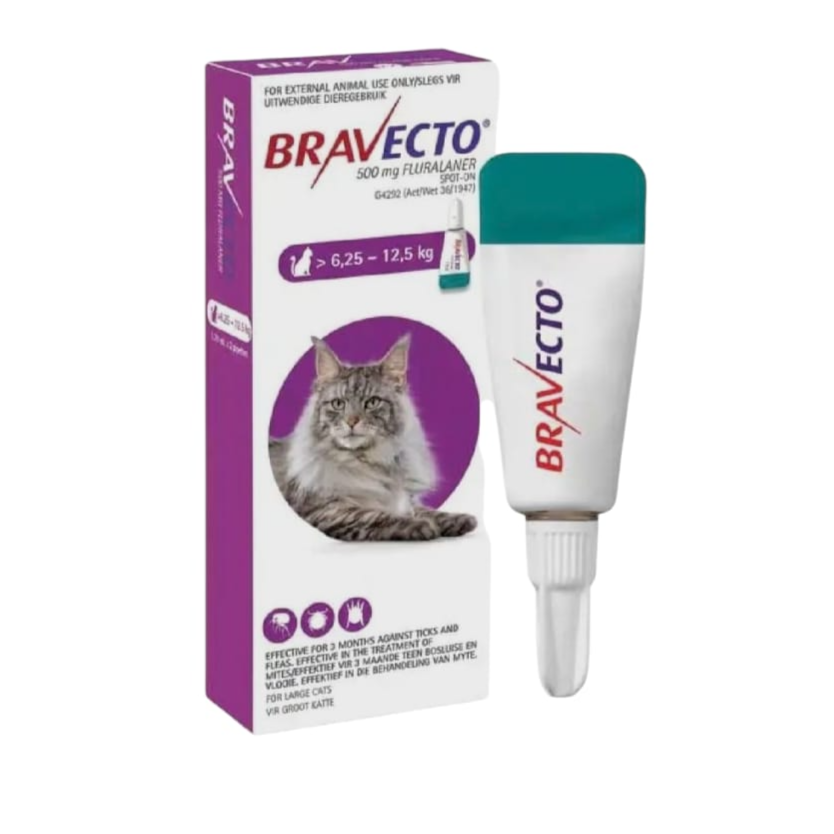 Bravecto Plus For Large Cats 500mg (6.25-12.5kg)