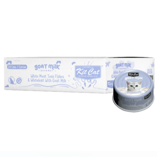 Kit Cat White Meat Tuna Flakes and Whitebait With Goat Milk 24x70g