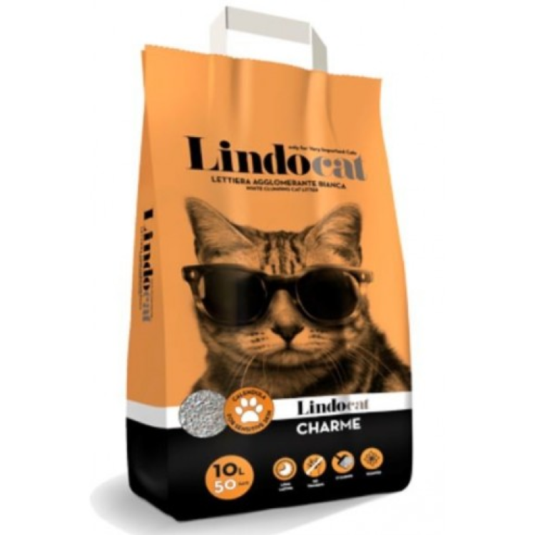 Lindocat White Bentonite Clumping Cat Litter Charme Amber Fragrance, 10 L