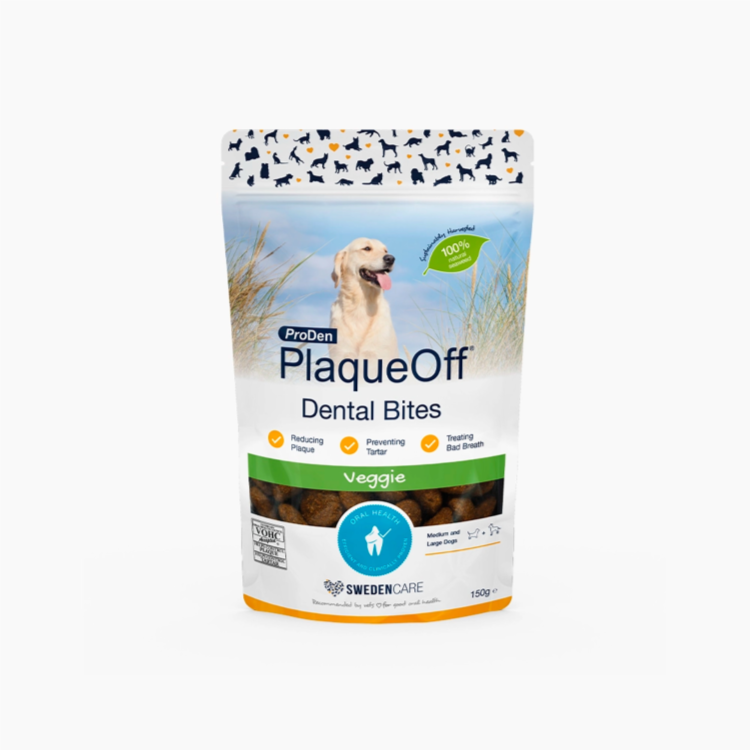 ProDen Plaque Dental Bites for Medium and Large Dogs, Veggie Flavour 150 g