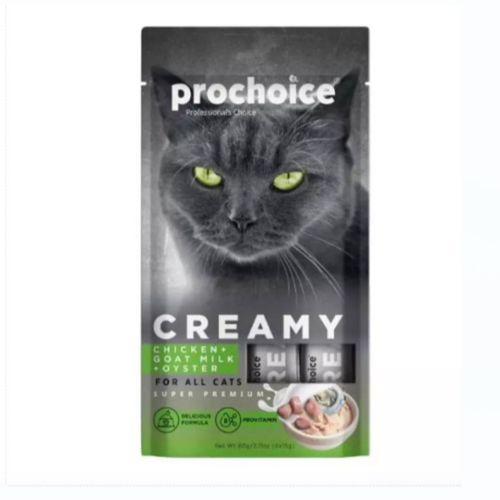 Prochoice Creamy Snack with Chicken, Goat Milk & Oysters 4x15g