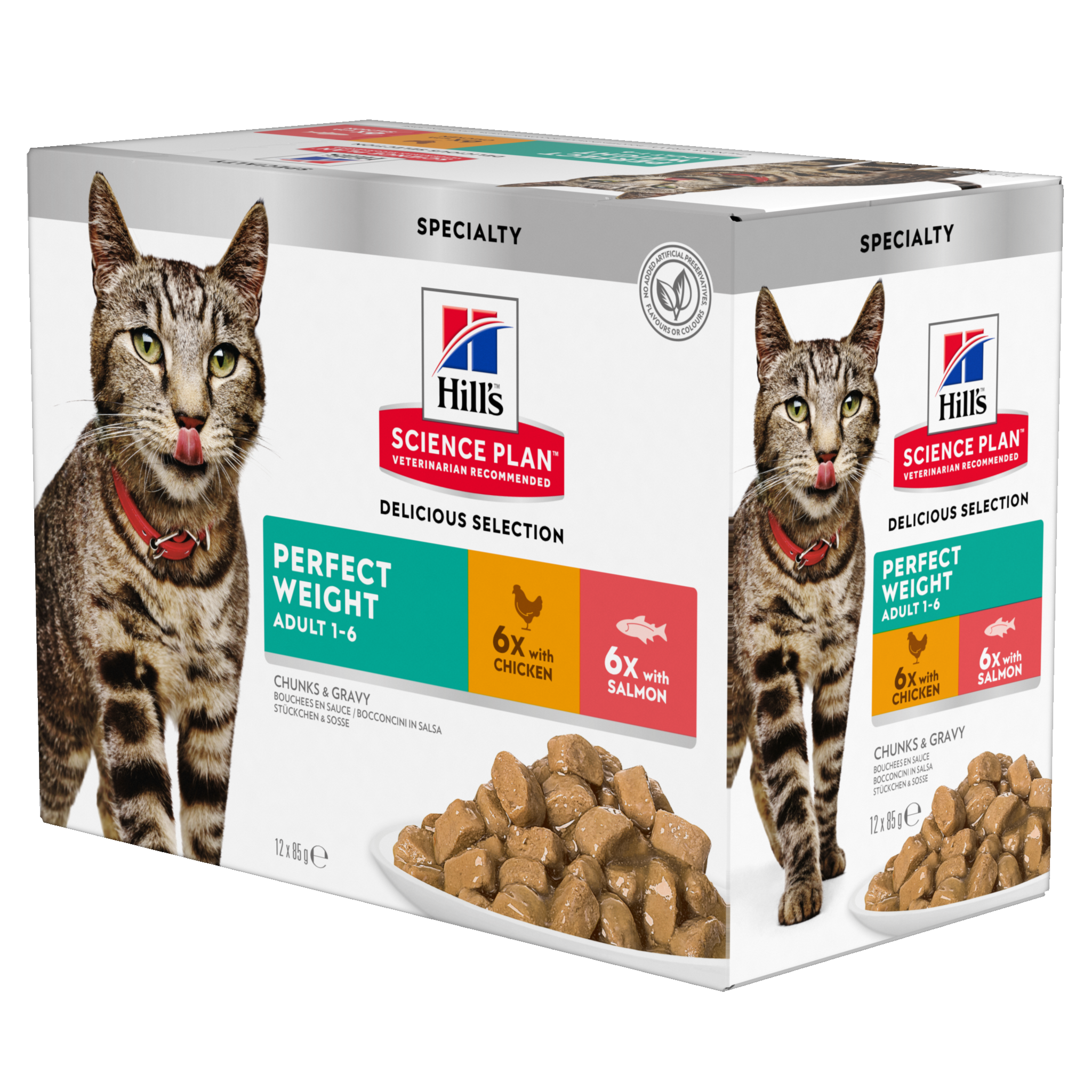 Hills Perfect Weight Cat Wet Food WIth Chicken & Salmon 85g x 12 Pouches