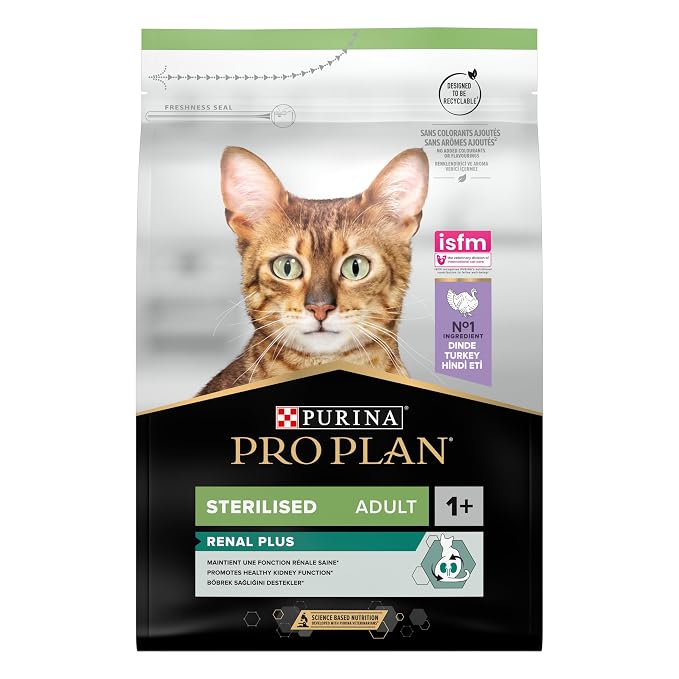PURINA PRO PLAN STERILISED ADULT RENAL PLUS DRY CATFOOD TURKEY,3KG