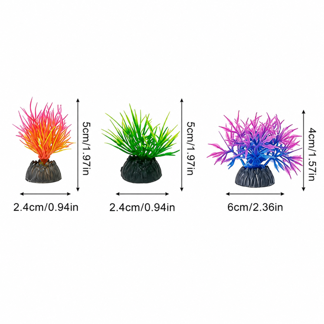 Mini Colorful Artificial Coral Plants Set 3pcs
