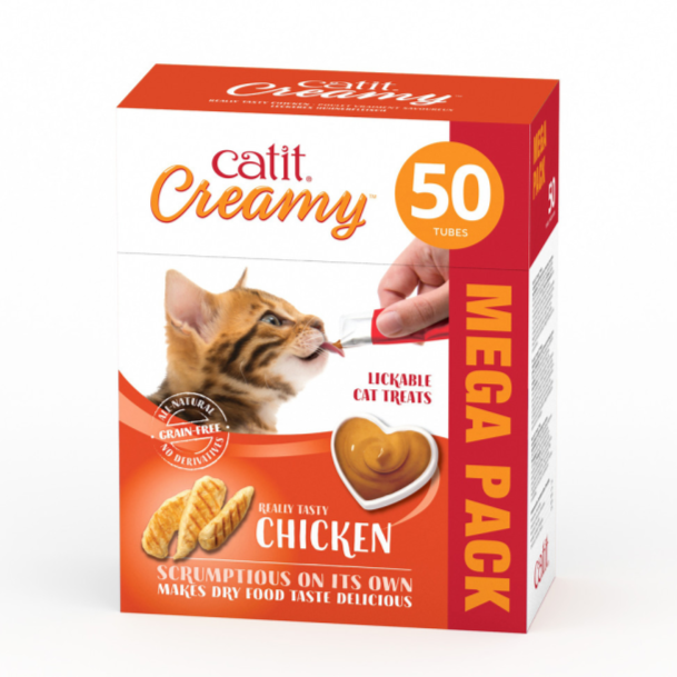 Catit Creamy Treats Mega Pack Chicken, 50 tubes/box