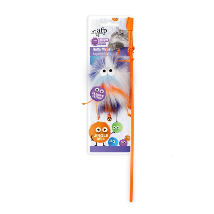 Fluffer Wand Cat Toy. Orange