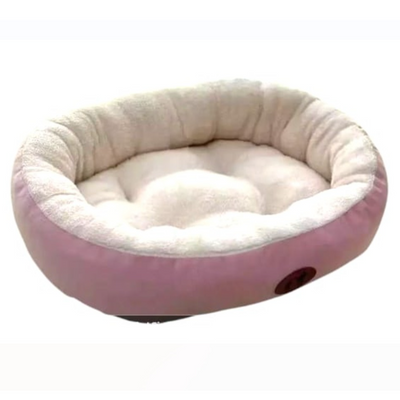 tCozy Plush Oval Pet Bed Pink for Cats & Dogs (Medium)