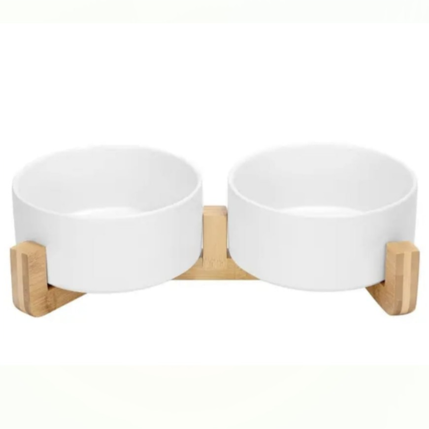Doe Pet Ceramic Double Water Bowl for Dogs and Cats