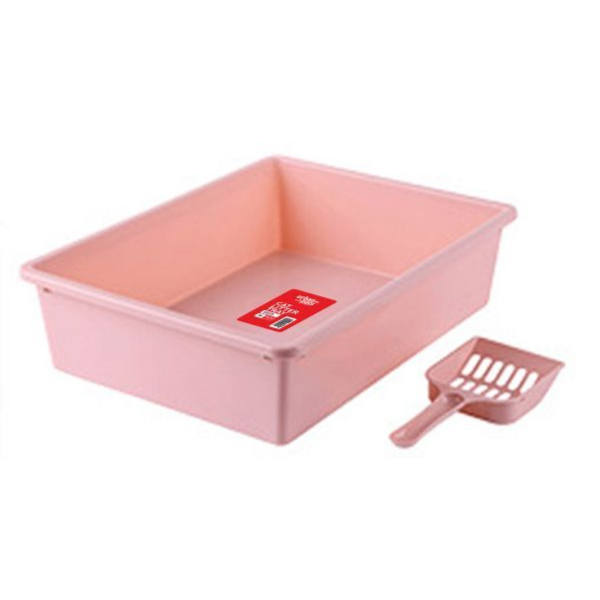 Cat Litter Tray with Scoop Pink, Medium, 38 x 28 x 10 cm
