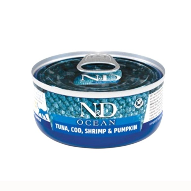 Farmina N&D Ocean Adult Wet Cat Food Tuna, Cod, Shrimp & Pumpkin 70g