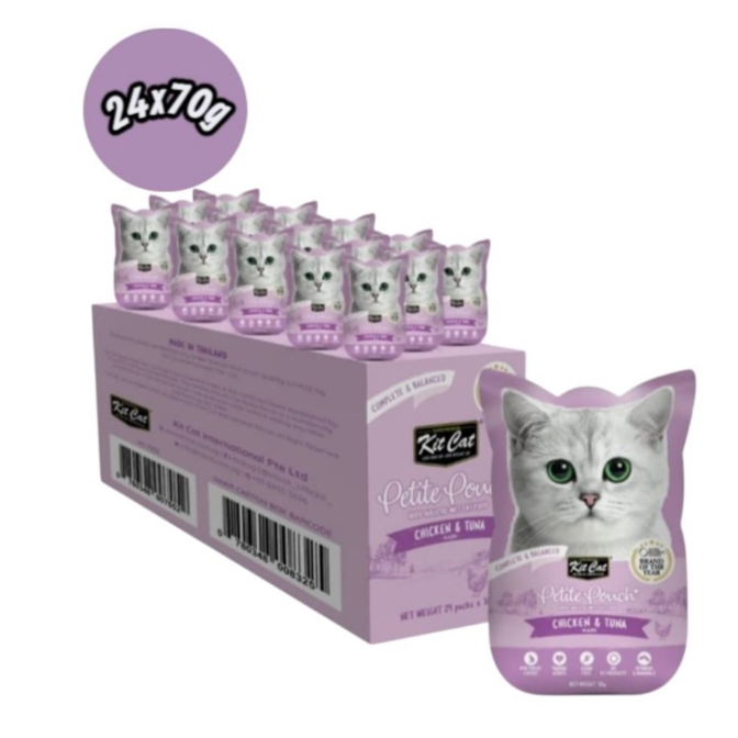 Kit Cat Petite Pouch Complete & Balanced Chicken & Tuna in Aspic 24x70