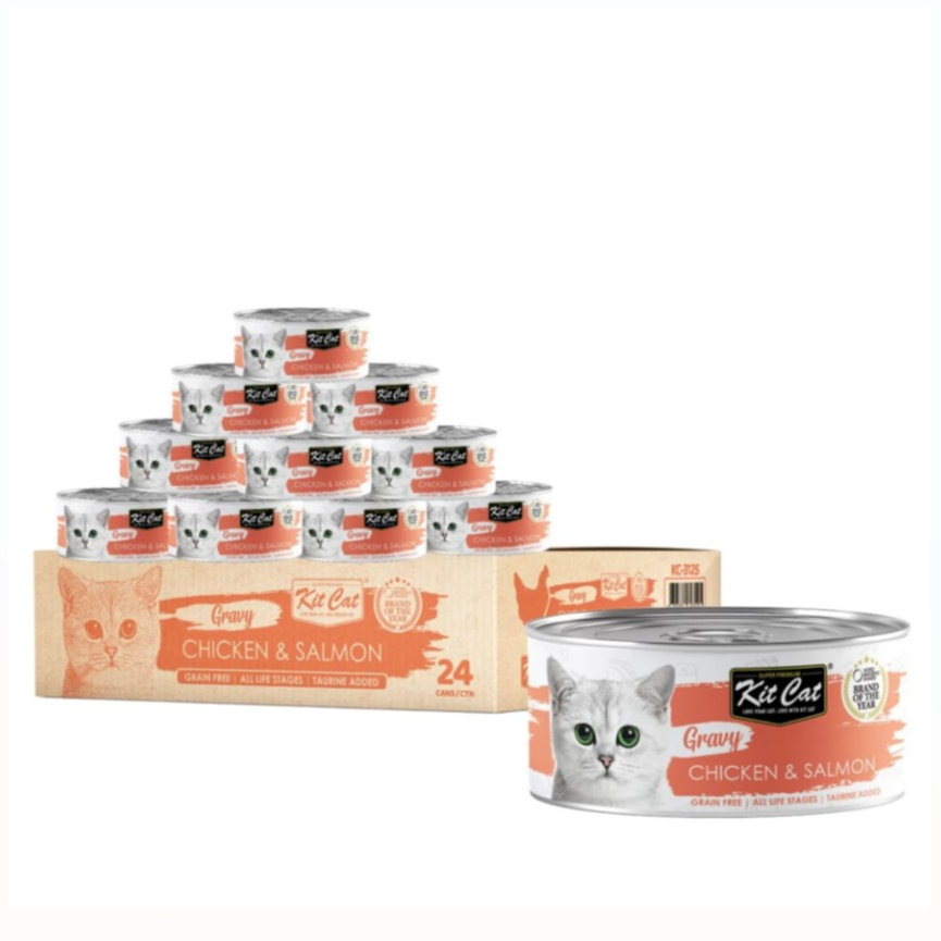 Kit Cat Gravy Canned Food (Chicken & Salmon) 24x70g