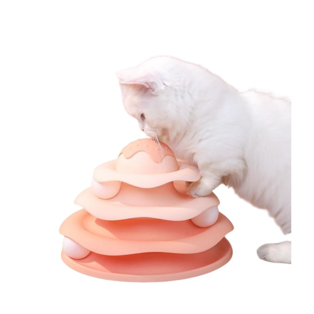 Ice-cream Shaped Interactive Cat Turntable (Orange)