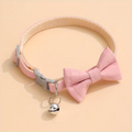 Adjustable Plaid Bow Tie Cat Collar With Bell, Pink
