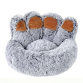 Anti-Anxiety Donut Warming Cozy Soft Round Cat Bed Plush Bear Paw Pet Dog Bed Matres Custom Gray (X-Large)