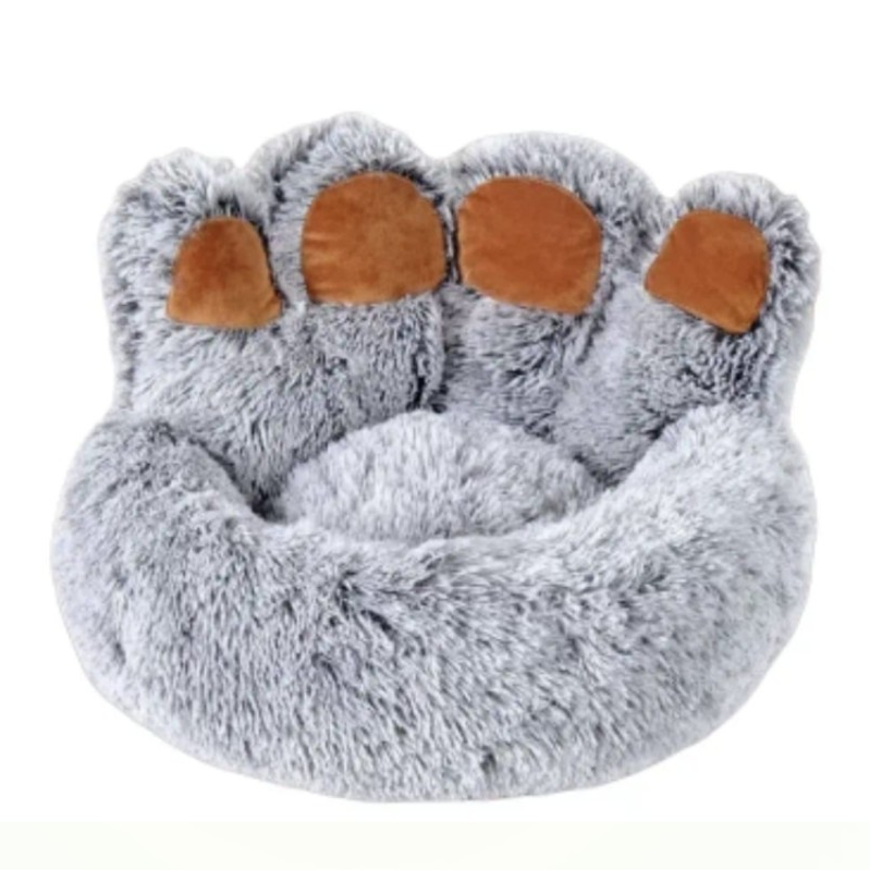 Anti-Anxiety Donut Warming Cozy Soft Round Cat Bed Plush Bear Paw Pet Dog Bed Matres Custom Gray (X-Large)