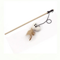 Cat Toys Wooden Teaser Stick with Feather Bell Kitten Chaser Wand Interactive Linen Mouse Pet Cat Toy Cat Teaser