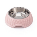 Cats and Dogs Feeder with Stainless Steel Bowls and Heart Design (Pink)