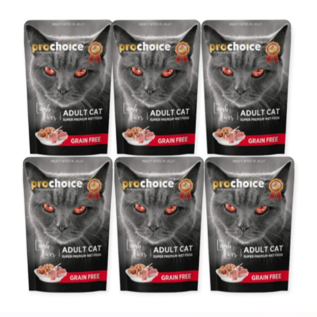 Prochoice Lamb and Liver Chunks in Jelly 85G (6pouches)