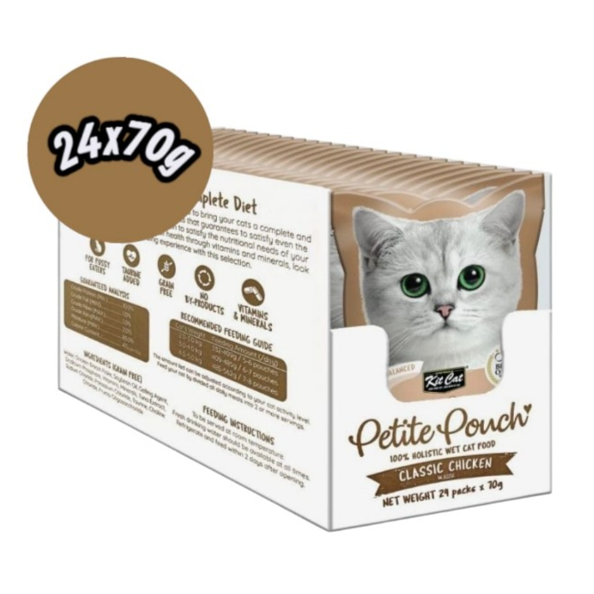 Kit Cat Petite Pouch Complete & Balanced Classic Chicken in Aspic 24x70g