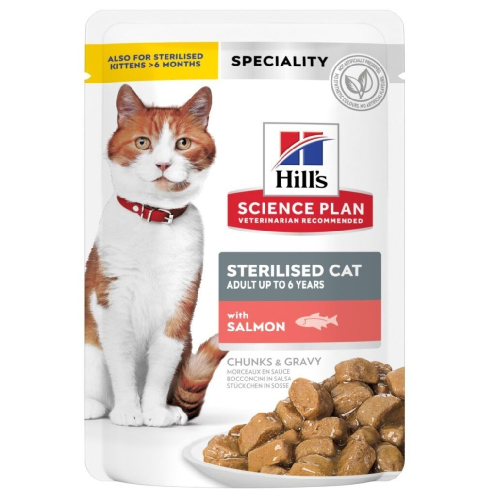 Hills Sterilised Adult Cat Wet Food With Salmon 85g Pouch
