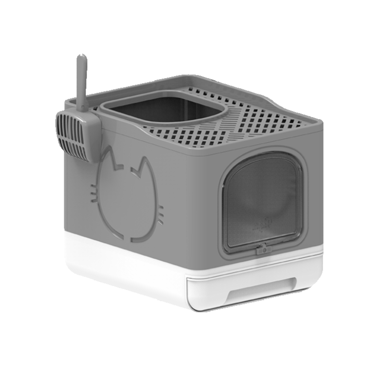 Go Fresh Foldable Cat Litter Box Grey, 49.6 x 38.8 x 40.7 cm