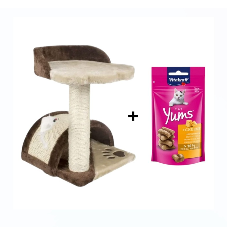 Cat Climbing Frame Toy Sisal Scratching Bar Arch Bridge Board +Vitakraft Cat Yums Cheese 40g