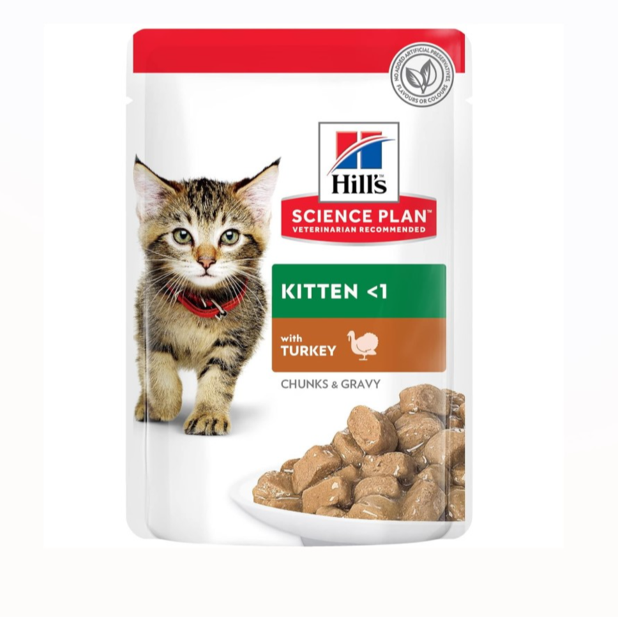 Hills Kitten Turkey in Gravy Cat Wet Food 85g x 12 Pouches
