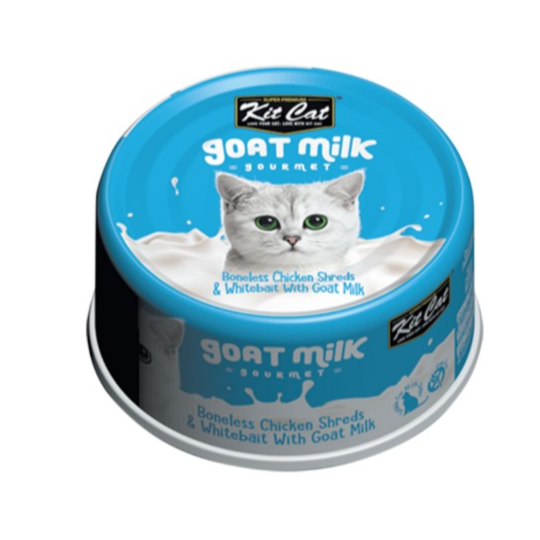 Kit Cat Boneless Chicken Shreds & Whitebait with Goat Milk 70g