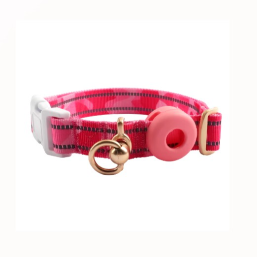 Dog Collars Airtag Reflective Nylon Medium (Pink)