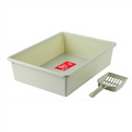 Cat Litter Tray with Scoop Green, Medium, 38 x 28 x 10 cm