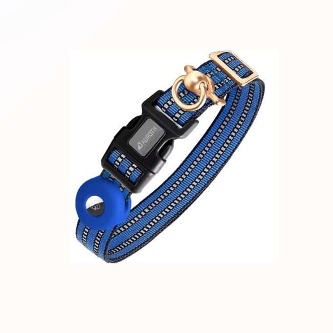 Dog Collars Airtag Reflective Nylon Medium (Blue)