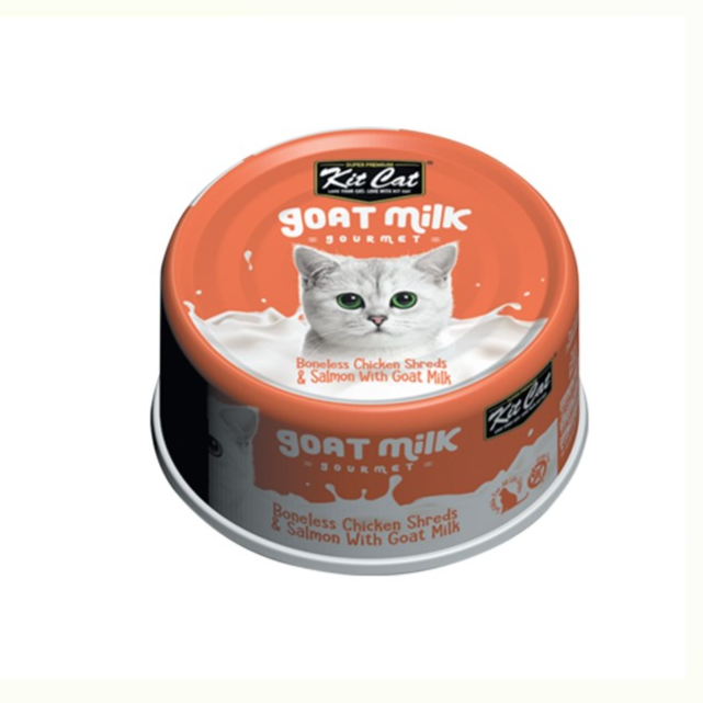Kit Cat Boneless Chicken Shreds & Salmon with Goat Milk 70g