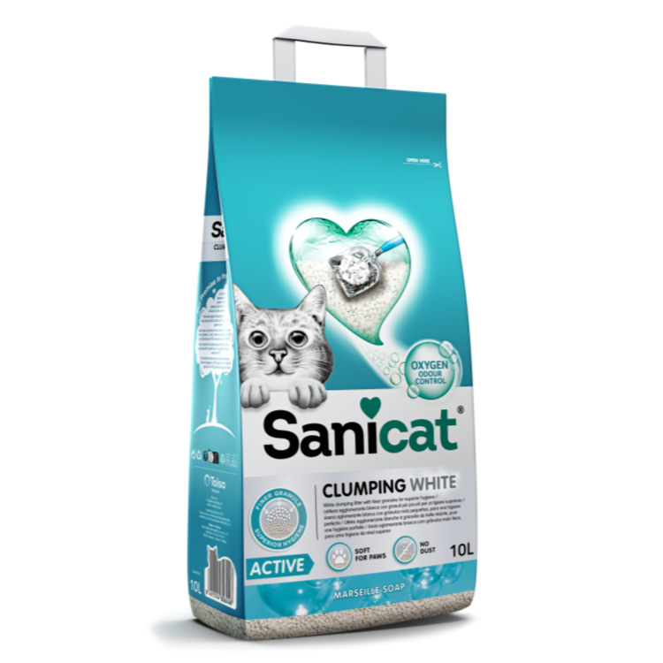 Sanicat White Active Clumping Cat Litter, 10 L