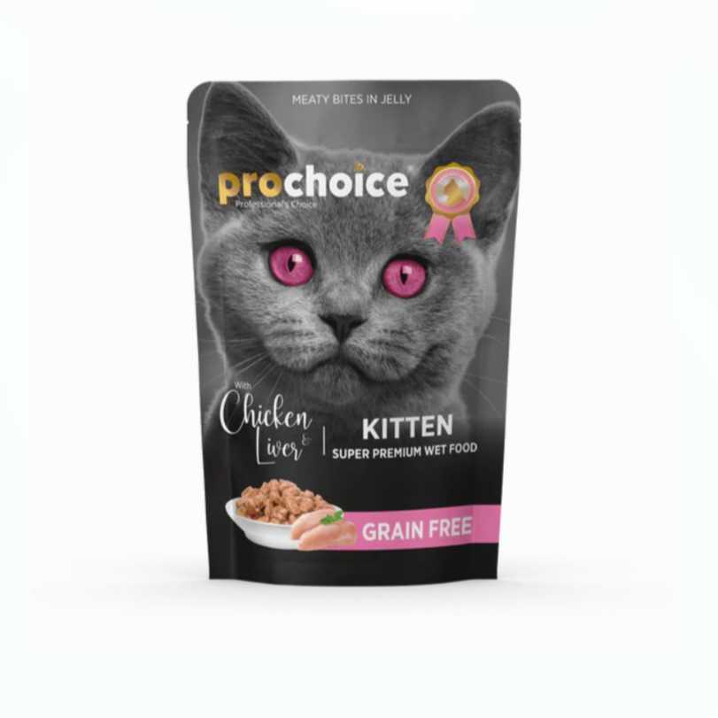 Prochoice Chicken and Liver chunks in Jelly for Kitten 85g