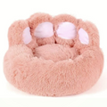 Anti-Anxiety Donut Warming Cozy Soft Round Cat Bed Plush Bear Paw Pet Dog Bed Matres Custom Pink (X-Large)