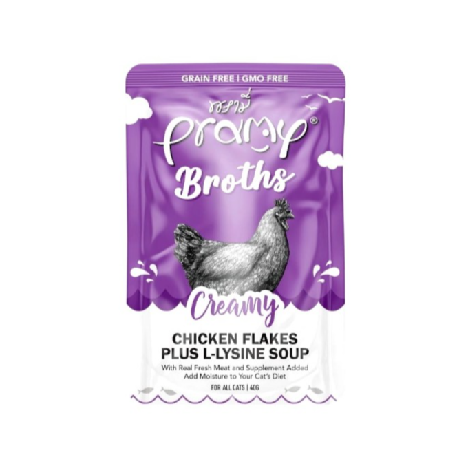 Pramy Broths – Creamy Chicken Flakes with L-Lysine Soup 40g
