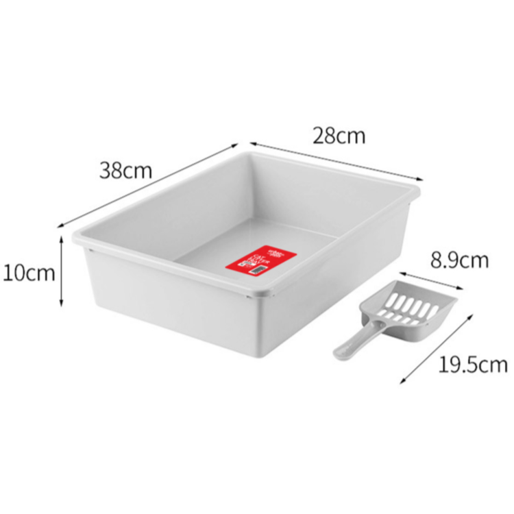 Cat Litter Tray With Scoop White, Medium, 38 X 28 X 10 Cm