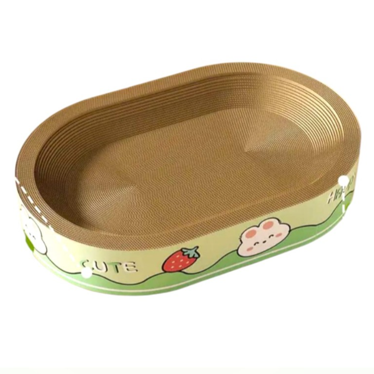 Oval Cat Scratcher Cardboard with Corrugated Paper Cat Scratcher Bed (Large)