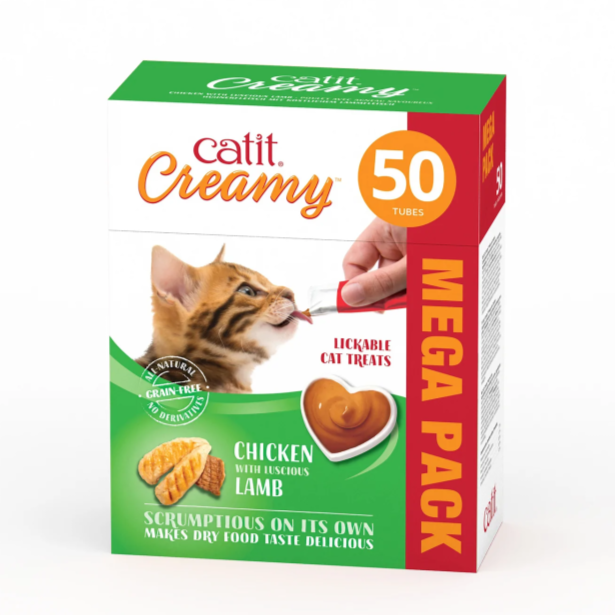 Catit Creamy Treats Mega Pack Chicken with Lamb, 50 tubes/box