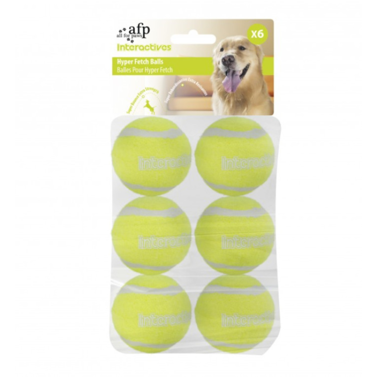 Interactive Hyper Fetch Tennis Balls For Dog 6/pk