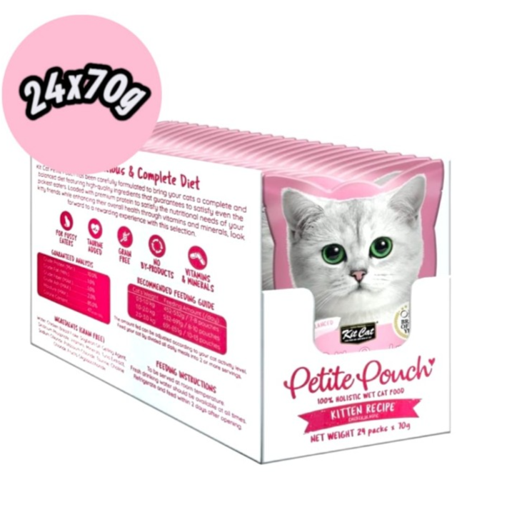 Kit Cat Petite Pouch Complete & Balanced Kitten Chicken in Aspic 24x70g