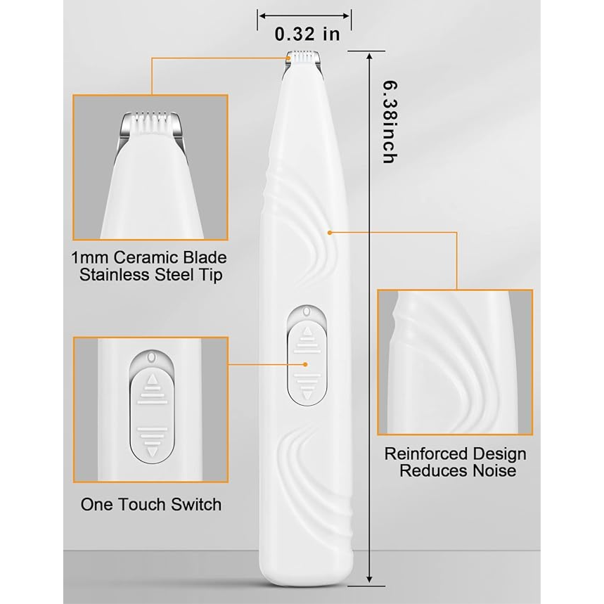 Paw Trimmer for Grooming, Cordless Electric Small Pet Grooming Clippers Hair Trimmer for Dogs Cats, Low Noise for Trimming Pet's Hair Around Paws, Eyes, Ears, Face, Rump